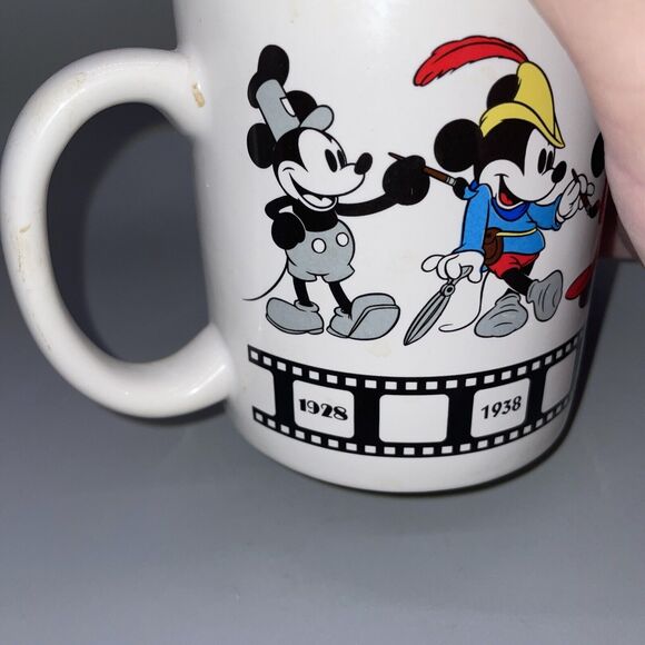 Disney Mickey Mouse Coffee Mug Cup Celebrating from 1928-Today Thru the Years - Picture 2 of 9